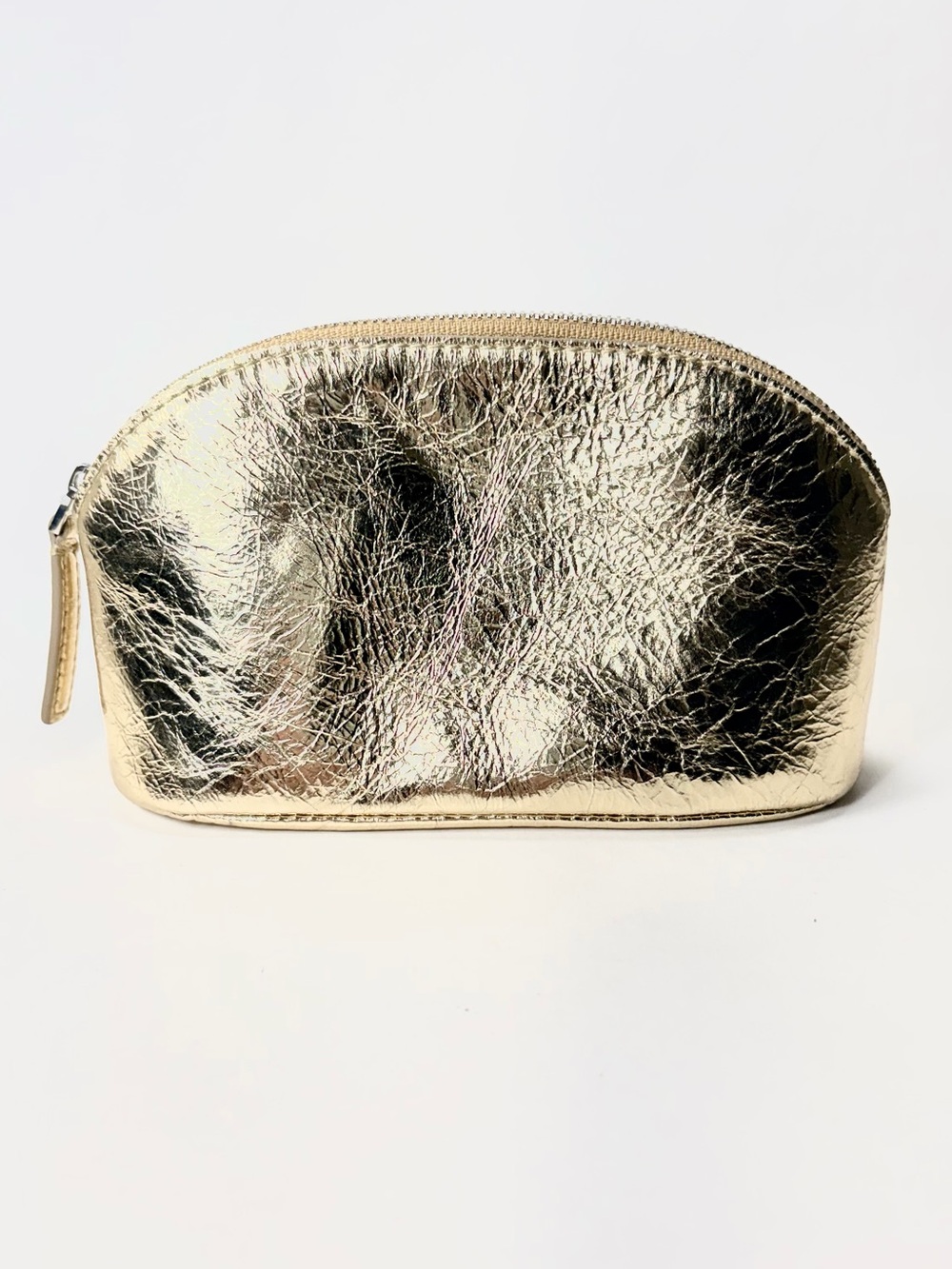 Madewell Metallic Gold Cosmetic Pouch Zipper Clutch Bag